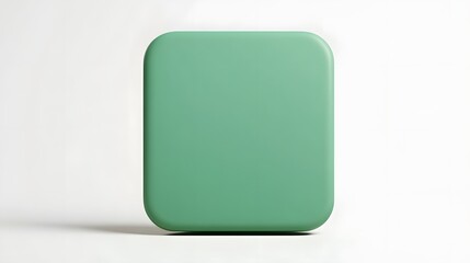 Blank Mobile application icon, button - green square with round corners. 3d rendering, white background