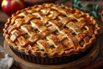 A Freshly Baked Apple Pie with a Lattice Crust