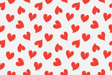 Seamless Pattern of red heart on white background. Romantic red love heart vector seamless pattern. Love heart vector illustration. Valentine's day background banner design