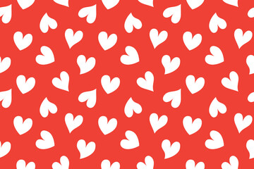 Seamless Pattern of heart on red background. Romantic white love heart vector seamless pattern. Love heart vector illustration. Valentine's day background banner design