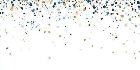 Fototapeta premium A beautiful winter scene with golden snowflakes falling against a blue sky. The illustration shows tiny ice crystals swirling in the air, creating a snowy blizzard.