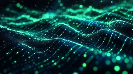 A green wave with many dots on it