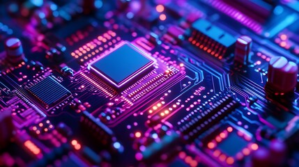 Obraz premium High tech glowing circuits forming geometric patterns