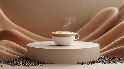 coffee 3d podium round stage for product