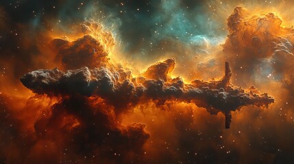 Obraz premium colorful nebula with density glowing particles 3d rendering