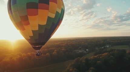 Colorful Hot Air Balloon in a Bright Afternoon Sky