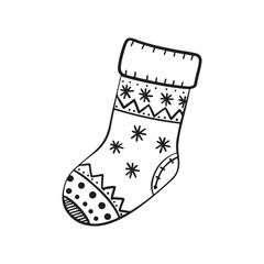 Vector Christmas Stockings Silhouette. Black Icon.