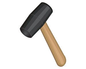 vector design of a large hammer with a head made of black steel and a handle made of brown wood