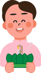 Boys and girls having fun with Loy Krathong Festival