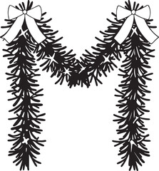 Fototapeta premium Holiday Wreath Silhouette Vector Symbol - Isolated Christmas Icon.