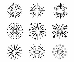 Firework Silhouette. Set Of Firework Icons.