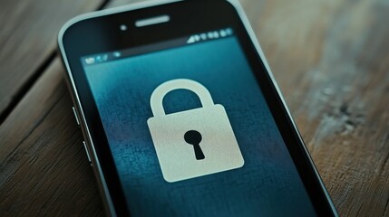 A digital padlock graphic on a smartphone screen highlights security in fintech applications
