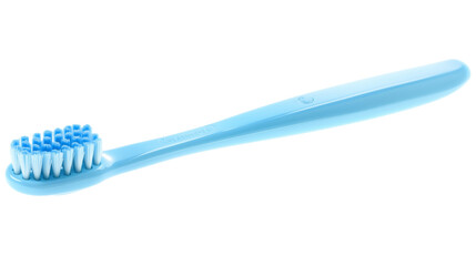 Blue toothbrush with soft bristles isolated on transparent background