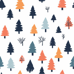 Vector seamless pattern of christmas tree minimal concept