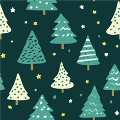 Vector seamless pattern of christmas tree minimal concept