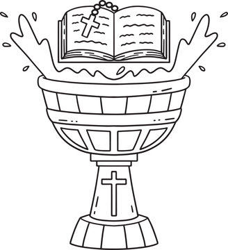 baptismal font with bible and water clip art preview