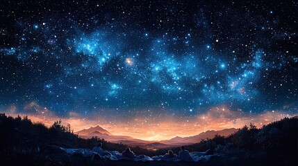 Obraz premium Enlightening Adventure Stargazing Under the Night Sky