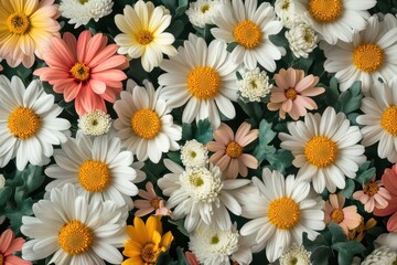 Obraz premium Chrysanthemum carinatum Joyful mixed blooms in the garden