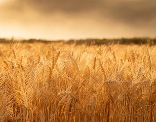 Obraz premium view of ripe wheat in a field ready to be harvested.