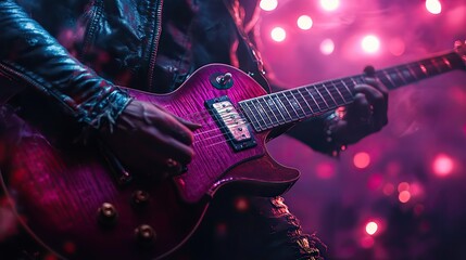 Obraz premium design an ad for a music streaming service or concert ticket website with a bold edgy purple and black background that screams rockstar