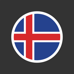 Fototapeta premium Iceland Round Circle Flag Vector Design