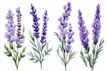 Obraz premium Isolated white backdrop with lovely lavender blooms