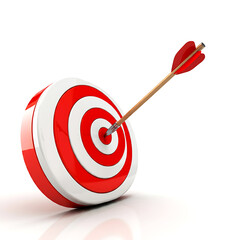 Perfect Shot Dart Hitting the Center of a Red and White Target
