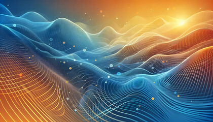 30  Gradient Abstract Wireframe Background with Blue to Yellow Transition and Wavy Lines2