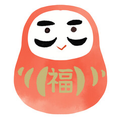水彩風かわいいだるまのイラスト