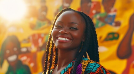 Fototapeta premium Vibrant portrait of a cheerful african politician in traditional attire for cultural celebration and diversity representation