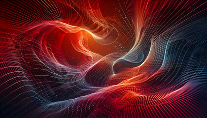 Obraz premium 3 Gradient Abstract Wireframe Background with Red to Orange Transition and Dynamic Curves3