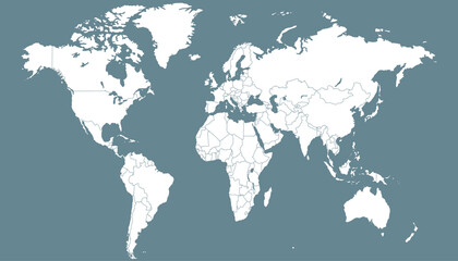 World map. Grey modern vector map. Silhouette map.