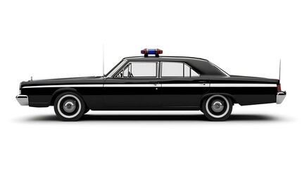 Naklejka premium Black Police Car with Flashing Lights