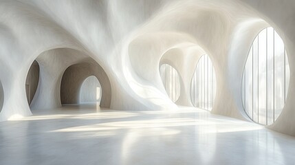 empty white room with geometric structure 3d rendering
