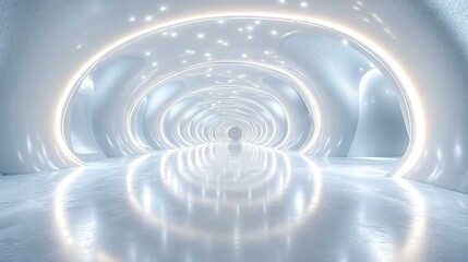 Fototapeta premium empty white tunnel 3d rendering 360 degree seamless panoramic view