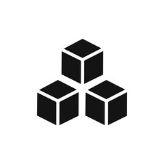 Cube icon Flat simple outline set