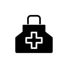 Doctor bag icon Flat simple outline set