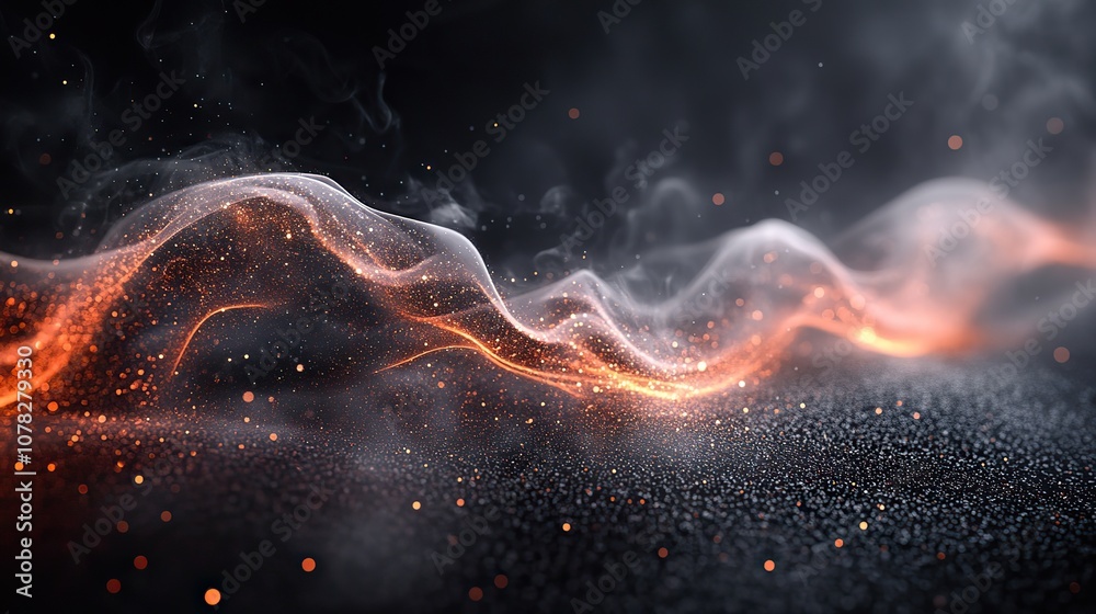 Canvas Prints flowing particles with smoke shape 3d rendering