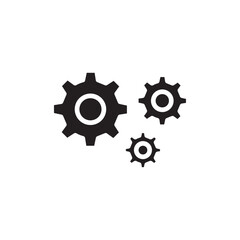 Gears icon Flat simple outline set