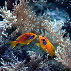 Obraz premium Beautiful sea and beautiful fishes like a world made up of the most beautiful fishes and coral reefs in the ocean.