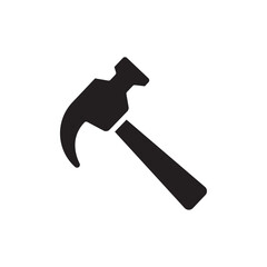 Hammer icon Flat simple outline set