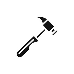 Hammer icon Flat simple outline set