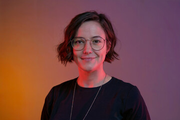 employee portrait gradient background