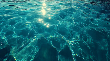 Fototapeta premium Another close-up of shimmering water with sunlight creating glimmers across its surface, portraying a serene aquatic environment ideal for relaxation and nature themes.