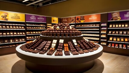 supermarket display of assorted chocolate products