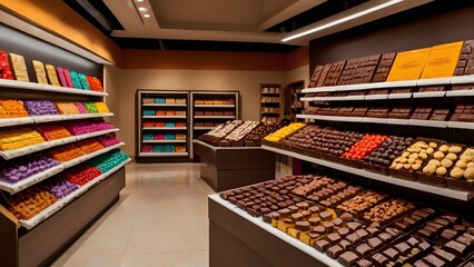 supermarket display of assorted chocolate products