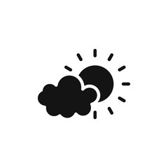 Partially cloudy icon Flat simple outline set