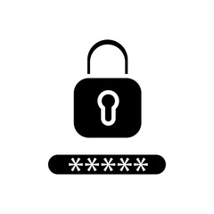 Password icon Flat simple outline set