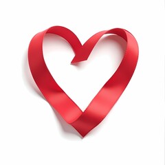 A symbolic illustration of a red ribbon forming the shape of a heart, centered on a clean, white background