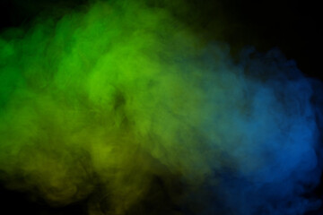 Blue and purple steam on a black background.